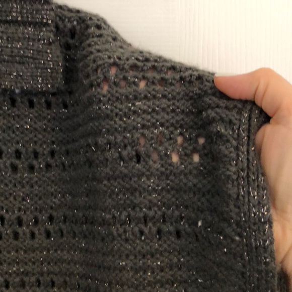 Charcoal w/ Silver Sparkle Button Up Sweater - Picture 4 of 5